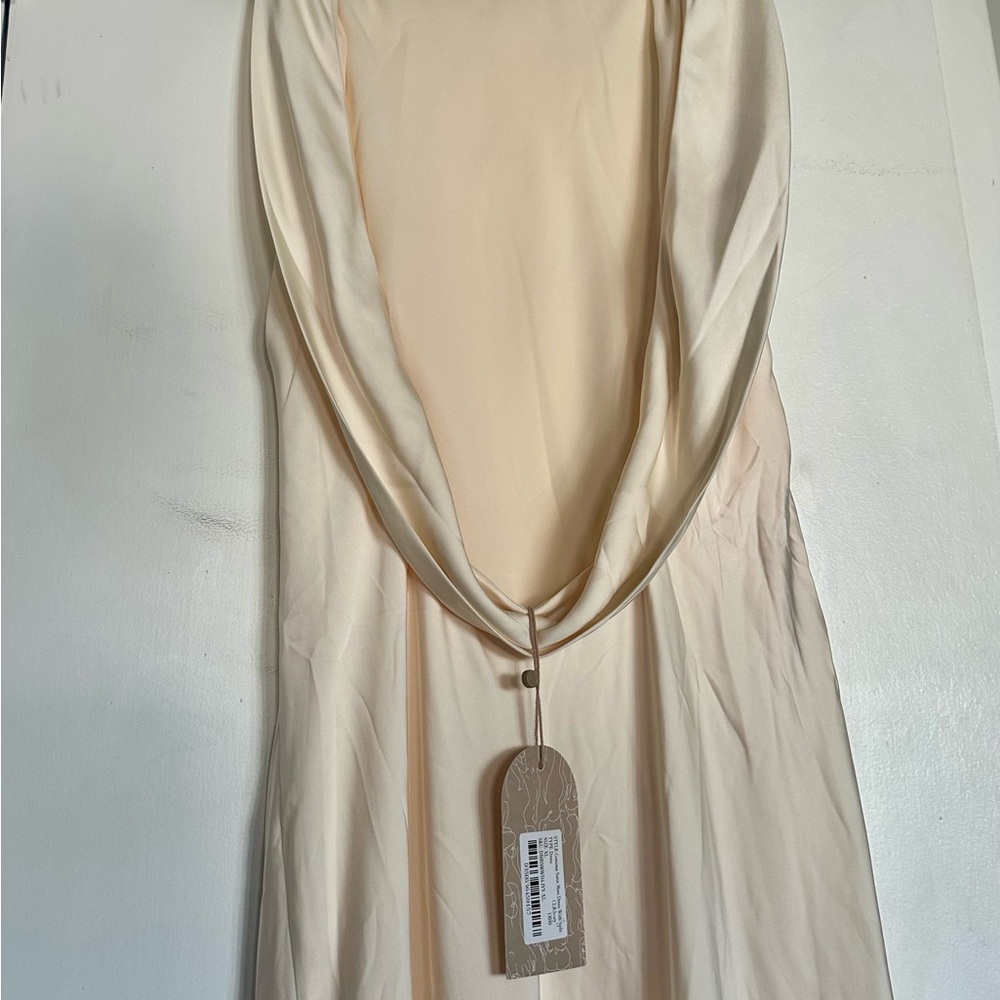 MESHKI Gemima Satin Maxi Dress With Split - Ivory